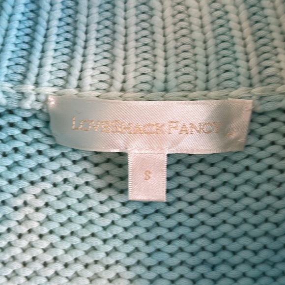 Loveshackfancy Florrie Zip Up Jacket - Soft Aqua Hand DyeTiedye Cardigan Sweater - Picture 14 of 16